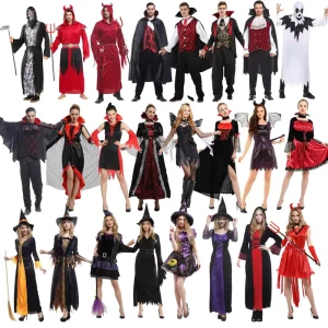 Adult Unisex Vampire Witch Bat Devil Costume for Performance and Parties