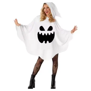 Adult White Ghost Demon Glow-in-the-Dark Cape Costume