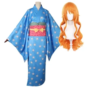 Adult Women’s Blue Japanese Kimono Cosplay Costume AOKG-008