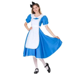 Adult Women’s Blue Maid Costume Fantasy Character Dress White Apron Lolita Style Halloween Cosplay Stage Performance Costume
