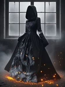 Adult Women’s Dark Witch Cosplay Costume Dress with Makeup