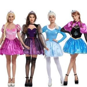 Adult Women’s Performance Halloween Snow White Anna Elsa Princess Costume Polyester Dress