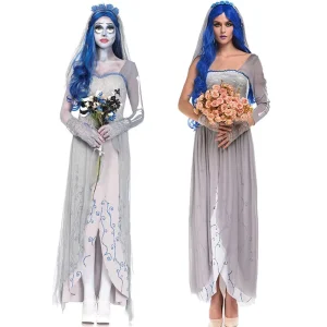 Adult Women’s Witch Zombie Ghost Bride Halloween Costume Dress