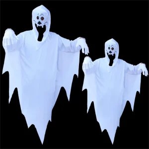 Adult and Children’s White Ghost Skull Skeleton Costume