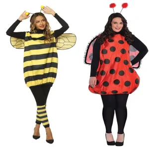 Adult and Kids Bee or Ladybug Costume with Wings and Headwear