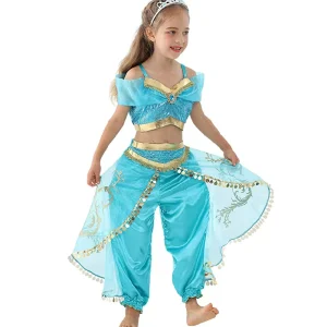 Aladdin Princess Costume Set with Dress for Girls Stage Performance Halloween Polyester