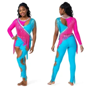 All Star Majorette Performance Outfits Metallic Sequin Fringe Spandex Stage Wear Competitive Uniforms Custom Design Factory
