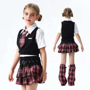 American Collegiate Style Student Uniform Dress for Girls Jazz Dance and Cheerleading