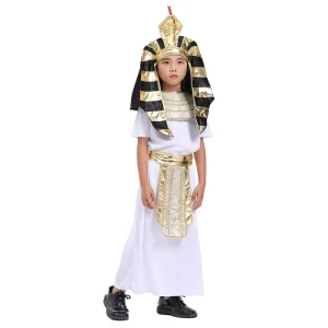 Ancient Egypt Cleopatra Modern Drama Pharaoh Cosplay Costume White Suit Halloween for Boy