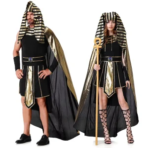 Ancient Egyptian Pharaoh Cosplay Costume Set Polyester with Headscarf and Cloak