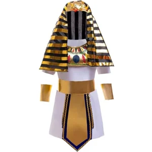 Ancient Egyptian Pharaoh Costume Set with Accessories for Toddler Boys 100% Cotton Size 4T-12