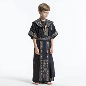 Ancient Egyptian Queen Children’s Role Play Costume Black Traditional Robe Polyester for Holiday Party Performance