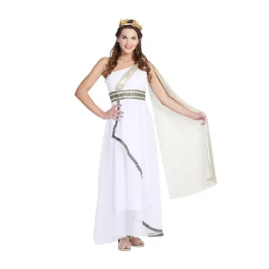 Ancient Greek Goddess Athena Dress Egyptian Pharaoh Queen Stage Performance Costume Polyester