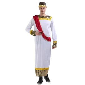 Ancient Roman Greek Male Costume for Adults Halloween Cosplay Clothes Character Pattern Headband TV Movie Masquerade Ball Dress