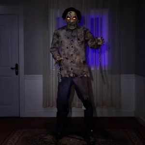 Animated Electronic Zombie Demon Decoration with Sound and Body-Shaking Motion for Outdoor Halloween Displays