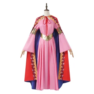 Animated Pirate King Princess Cosplay Costume Pink Dress with Cape Christmas Halloween Party Costume for Adults