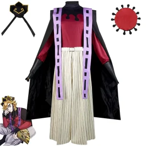 Anime Character Costume Long-Sleeved Cape-Attached Samurai Outfit Halloween Cosplay Polyester Garment