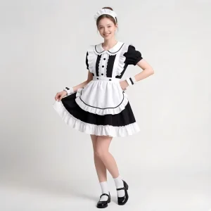 Anime Cross border Maid Costume Skirt Short Sleeve Adult Role Play Restaurant Uniform