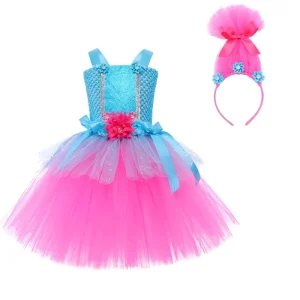 Anime Fairy Role playing Dresses Costume Princess Tutu Dresses Costume With Flower for Birthday Holiday Stage Performance DP188