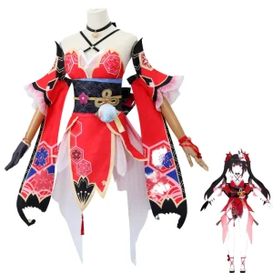 Anime Hanabi Character Costume Set with Mask and Wig for Women