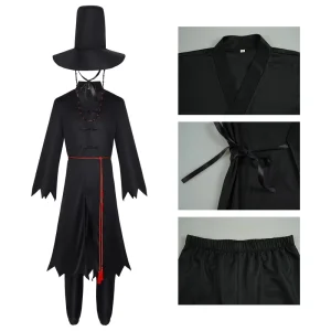 Anime High School Uniform Costume for Boys Black Saja Cosplay Top