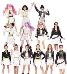 Anime Kpop Demon Hunter Cosplay Costume Girls Clothes Sets Girls Style Kids Stage Performance Clothes