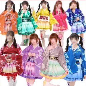 Anime Lovelive Japanese Traditional Kimono Dress Fashion Stage Performance Cosplay Costume Love Live for Women Girls Robe Set