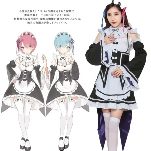 Anime Maid Costume Polyester Dress Halloween Cosplay Outfit Women Adult Gothic Style Party Costume