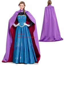 Anna Princess Cosplay Costume Adult Fairy Tale Party Dress for Women