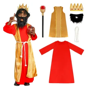 BAIGE Boys Medieval Yellow Red King Cosplay Performance Costumes Kids Carnival Party Stage Cosplay Costume Robe