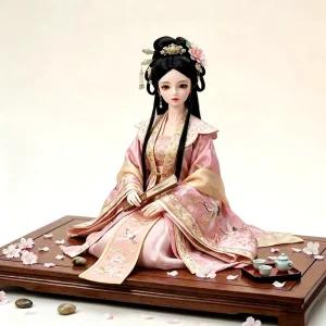BJD Ball Jointed Doll 40cm Hanfu Chinese Ancient Style Resin Doll with Glass Eyes Silk Costume Art Toy for Adults