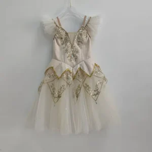 BT2607231043 Kids Girls Women Adult Spanish Dance Performance Wear Ballet Romantic Cream Tutu Costumes