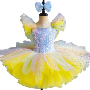 Baby Girls’ Classic Long Cotton Spandex Ballet Tutu Dance Costume Dresses for Children