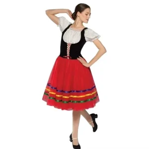 Ballet Dress Adult Red Cotton Maid Dress Performance Dance Tutu Costumes