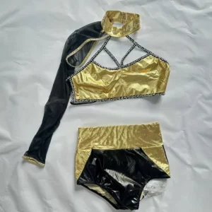 Ballet and Lyrical Dance Costume Black Gold Contemporary Dance Dress Costume Sets for Girls and Women