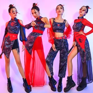 Bar DS Sexy Jazz Stage Dance Performance Costume for Women Chinese Style Dresses Polyester Material Adult Practice Dancewear