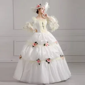 Beige Long Dress Halloween European Court Dress Royal Court Costume for Women Make up Party Clothing