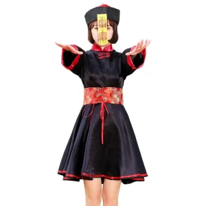 Belt Hat Set Kids Halloween Cosplay Costume Role Play Outfit for Party Children Girls Chinese Ghost Zombies Dress