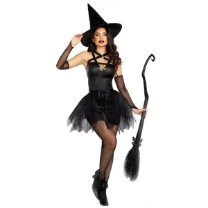 Black Halloween Witch Costume Polyester Dress for Women
