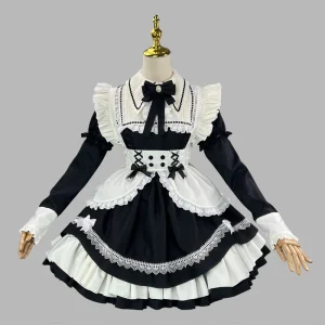 Black Lolita French Maid Dress Cosplay Costume S-5XL