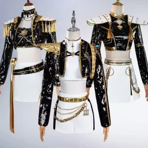Black Sequin High School Uniform Cosplay Costume