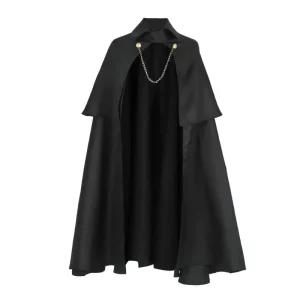 Black Vintage Long Cape European Noble Stand-Up Collar Cloak Halloween Vampire Cosplay Stage Costume