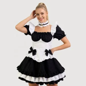 Black White Maid Lolita Dress Miracle Style Chocolate Princess Anime Cosplay Costume for Women