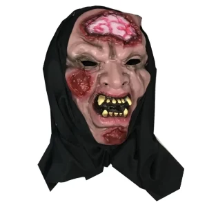 Bloody Rotting Brain Zombie Mask Soft Hooded Cosplay Mask