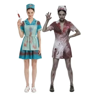 Bloody Zombie Nurse Costume Tattered Dress