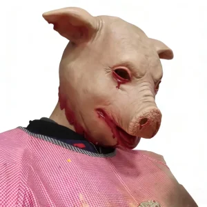Bloody Zombie Pig Latex Full-Face Mask with Neck Cover