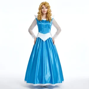 Blue Princess Dress Performance Cosplay Costume Halloween Fantasy Fairy Tale Outfit