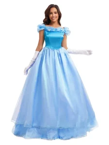Blue Princess Gown for Stage Performance and Halloween Cosplay