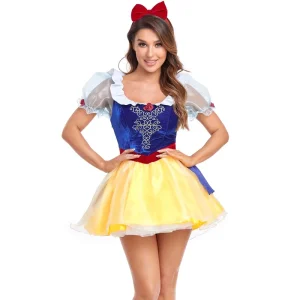 Blue and Yellow Fairy Tale Princess Dress Costume for Adult Women, Halloween