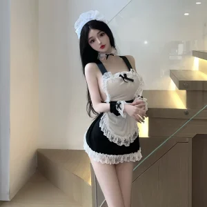 Bow Lace Sexy Maid Cosplay Uniform, Lingerie Costume Outfit for Women